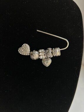 Brighton Heart Pin 5 Charms Dangles Removable Bling Mom Heart Dangle Jewelry